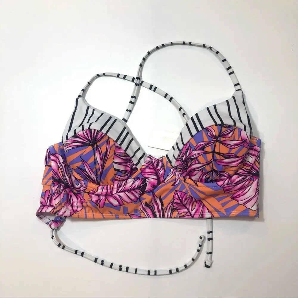 Salt + Cove LILAC Hawaii Printed Bikini Swim Top